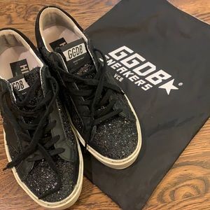 Golden Goose Black Glitter Hi Star Sneakers (39)